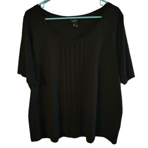 Talbots women's petites beaded black short sleeved top size 3X P